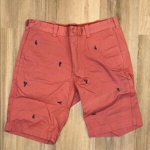 J. Crew Orange Flat Front Shorts with Preppy Embroidery